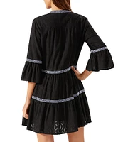 Tommy Bahama Cotton Clip Embroidered Tier Swim Cover Up Dress