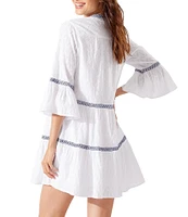 Tommy Bahama Cotton Clip Embroidered Tier Swim Cover Up Dress