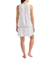 Tommy Bahama Cotton Clip Solid Texture Split V-Neck Sleeveless Swim Cover-Up Dress