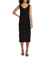 Tommy Bahama Crochet Lace Scoop Neck Sleeveless Midi Sheath Dress