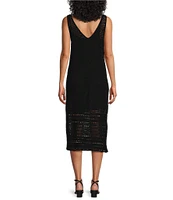 Tommy Bahama Crochet Lace Scoop Neck Sleeveless Midi Sheath Dress