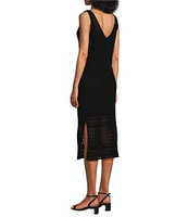 Tommy Bahama Crochet Lace Scoop Neck Sleeveless Midi Sheath Dress