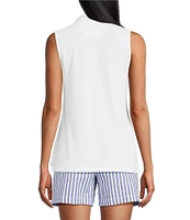 Tommy Bahama Delray Collared Split Neck Sleeveless Pique Polo Top