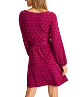 Tommy Bahama Diamond Cay Carmela Boat Neck Long Balloon Sleeve Knee Length Dress