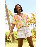 Tommy Bahama Ella Flat Front Stretch Denim Shorts