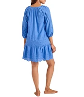 Tommy Bahama Eyelet Cove Embroidered V-Neck Swim Cover-Up Dress