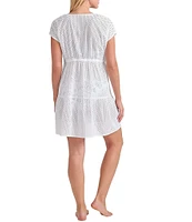 Tommy Bahama Organic Cotton Eyelet Cove V-Neck Swim Cover-Up Dress