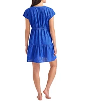 Tommy Bahama Organic Cotton Eyelet Cove V-Neck Swim Cover-Up Dress
