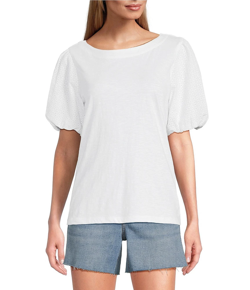 Tommy Bahama Eyelet Embroidery Cotton Lux Tee Shirt
