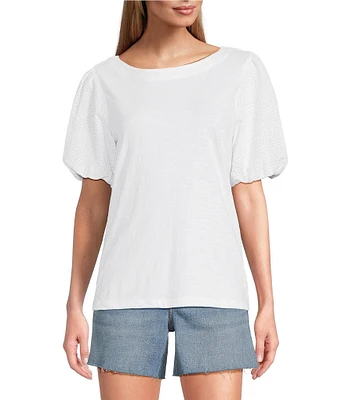 Tommy Bahama Eyelet Embroidery Cotton Lux Tee Shirt