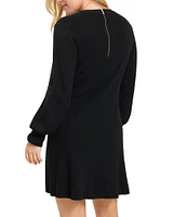 Tommy Bahama Flared Pickford Crew Neck Balloon Long Sleeve Flounce Dress