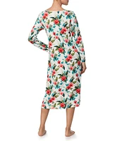 Tommy Bahama Floral Print Long Sleeve Round Neck Nightgown