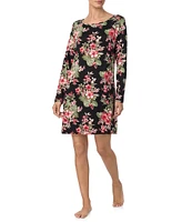 Tommy Bahama Floral Print Long Sleeve Round Neck Sweater Knit Tunic