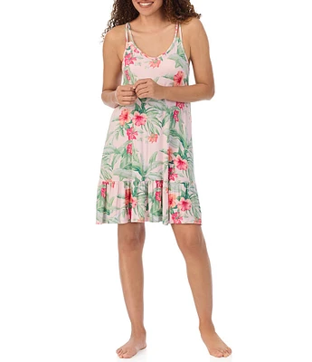 Tommy Bahama Floral Print Sleeveless V-Neck Knit Sleepdress