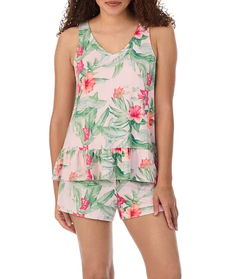 Tommy Bahama Floral Print V-Neck Sleeveless Knit Short Pajama Set