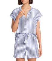 Tommy Bahama Frond Harbor Seersucker Short Sleeve Coordinating Top