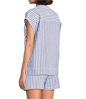 Tommy Bahama Frond Harbor Seersucker Short Sleeve Coordinating Top
