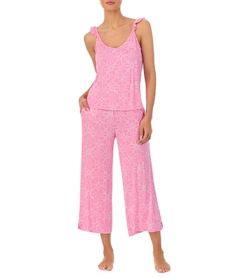 Tommy Bahama Geometric Print Sleeveless V Neck Knit Cropped Pajama Set
