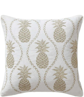 Tommy Bahama Golden Pineapples Embroidered Felt Square Throw Pillow