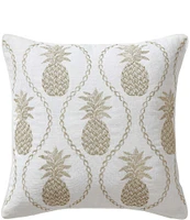 Tommy Bahama Golden Pineapples Embroidered Felt Square Throw Pillow
