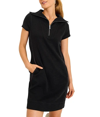 Tommy Bahama Half Zip Collared Neckline Short Sleeve Dress