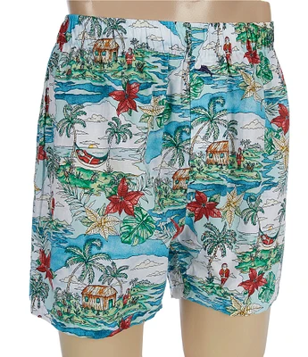 Tommy Bahama Holiday Santa 4 1/4#double; Inseam Knit Boxers