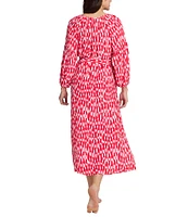 Tommy Bahama Ikat Stripe V-Neck 3/4 Sleeves Midi Dress Swim Cover-Up