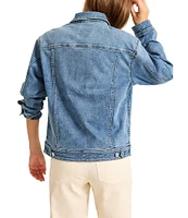 Tommy Bahama Indigo Relaxed Fit Point Collar Long Sleeve Flap Pocket Jean Jacket