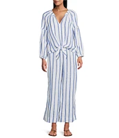 Tommy Bahama Isla Sol Two Palms Coordinating Linen Coulotte Pants