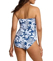 Tommy Bahama Island Cays Blooms Floral Print Sweetheart V-Wire Strapless Tummy Control One Piece Swimsuit