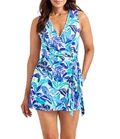 Tommy Bahama Island Cays Marina Surplice Neck Tie Wrap Romper Swim Cover-Up