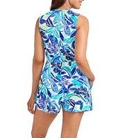 Tommy Bahama Island Cays Marina Surplice Neck Tie Wrap Romper Swim Cover-Up