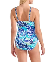 Tommy Bahama Island Cays Marina Tie Front Tummy Control One Piece Swimsuit