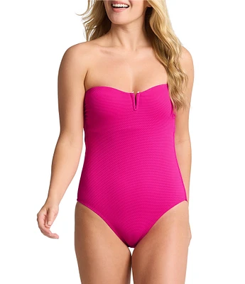 Tommy Bahama Island Cays Sweetheart V-Wire Strapless Tummy Control One Piece Swimsuit