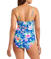 Tommy Bahama Isola Vita Floral Twist Front V-Neck One Piece Swimsuit