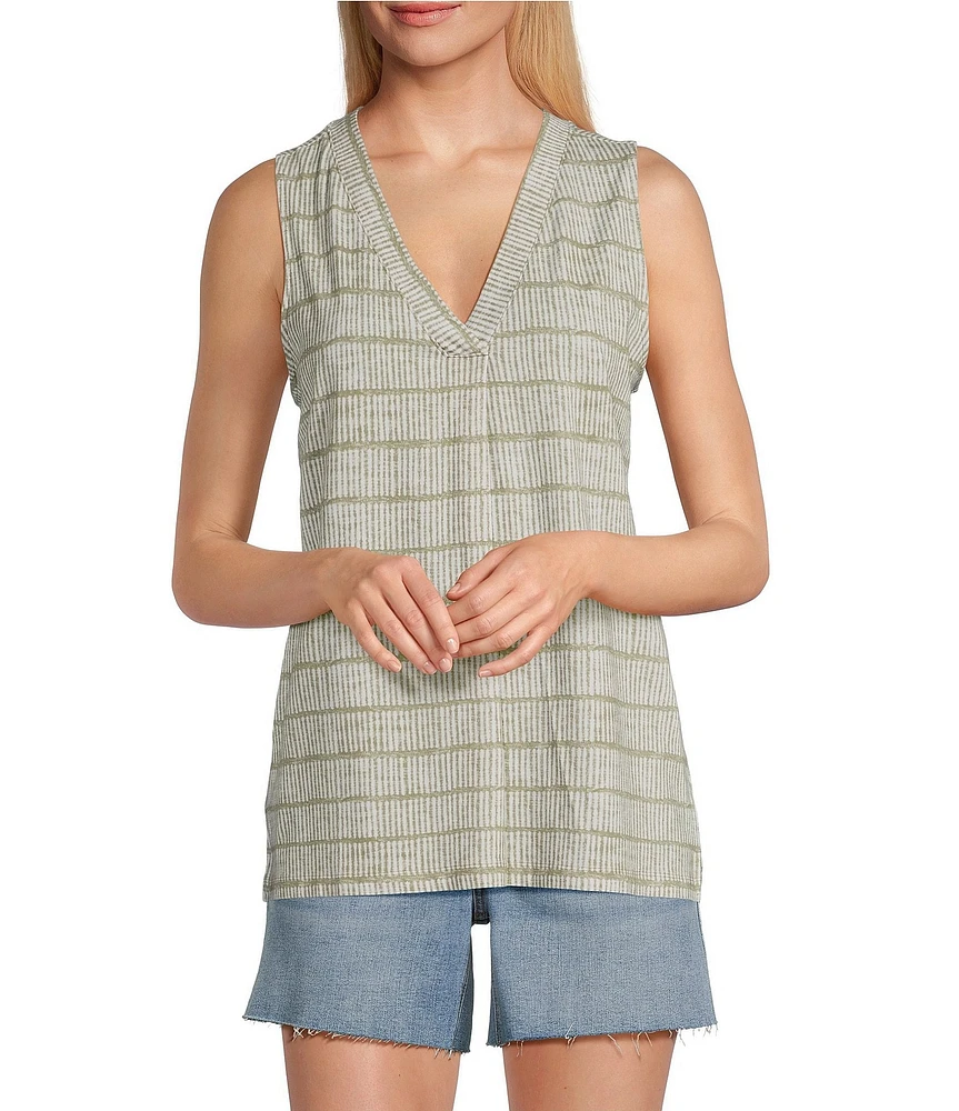 Tommy Bahama Kauai Bungalow Bay Printed Jersey V-Neck Sleeveless High-Low Hem Tank