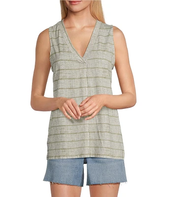 Tommy Bahama Kauai Bungalow Bay Printed Jersey V-Neck Sleeveless High-Low Hem Tank