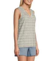 Tommy Bahama Kauai Bungalow Bay Printed Jersey V-Neck Sleeveless High-Low Hem Tank