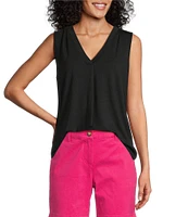 Tommy Bahama Kauai Solid Jersey Pleating V-Neck Sleeveless Tank