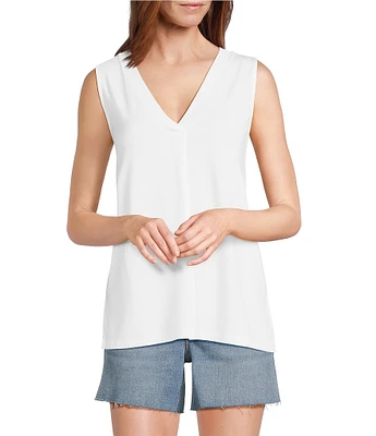 Tommy Bahama Kauai Solid Jersey Pleating V-Neck Sleeveless Tank