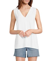 Tommy Bahama Kauai Solid Jersey Pleating V-Neck Sleeveless Tank