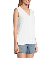Tommy Bahama Kauai Solid Jersey Pleating V-Neck Sleeveless Tank