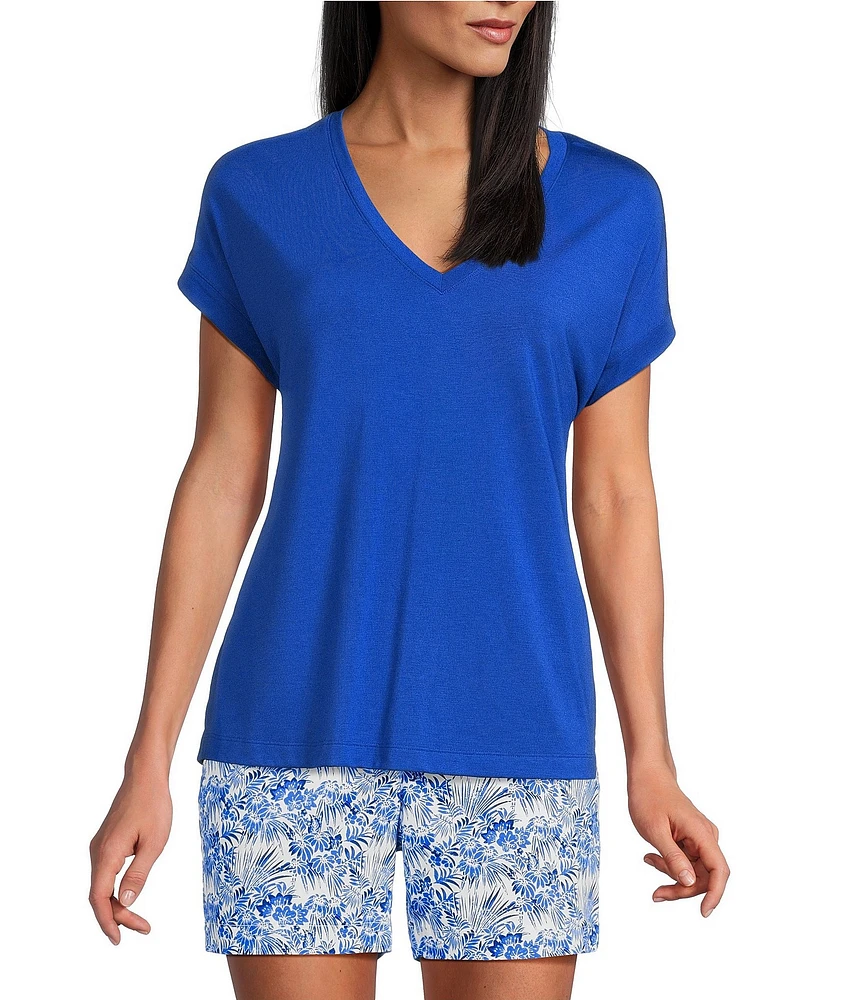 Tommy Bahama Kauai Solid Stretch Jersey V-Neck Short Sleeves Relaxed Fit T-Shirt