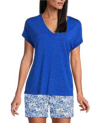 Tommy Bahama Kauai Solid Stretch Jersey V-Neck Short Sleeves Relaxed Fit T-Shirt