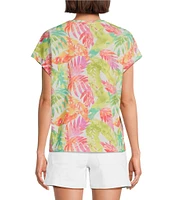 Tommy Bahama Kauai Tropicana Isle Printed V-Neck Cap Sleeve Stretch Jersey Knit Tee