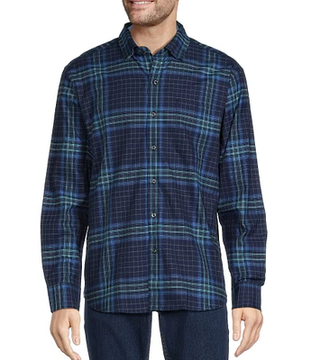 Tommy Bahama Lazlo Montlake Checked Long Sleeve Silk-Blend Shirt