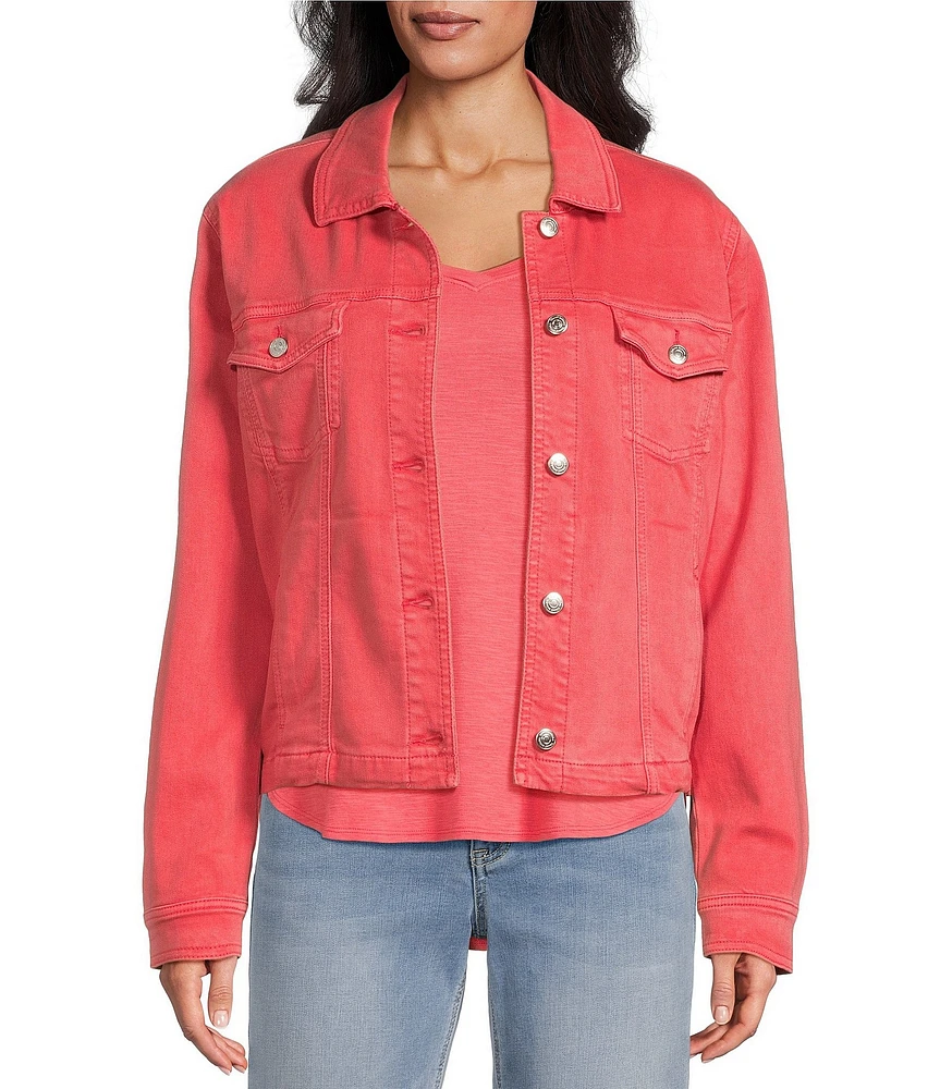 Tommy Bahama Leila Mineral Wash Twill Collared Long Sleeve Button-Front Denim Jacket