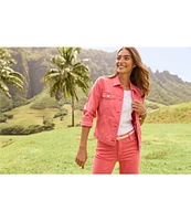 Tommy Bahama Leila Mineral Wash Twill Collared Long Sleeve Button-Front Denim Jacket