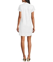 Tommy Bahama Linen Blend Johnny Collar Short Sleeve Side Pocket Shirt Dress