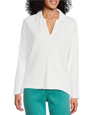 Tommy Bahama Marina Del Mar Solid Fleece Point Collar Long Sleeve Popover Top